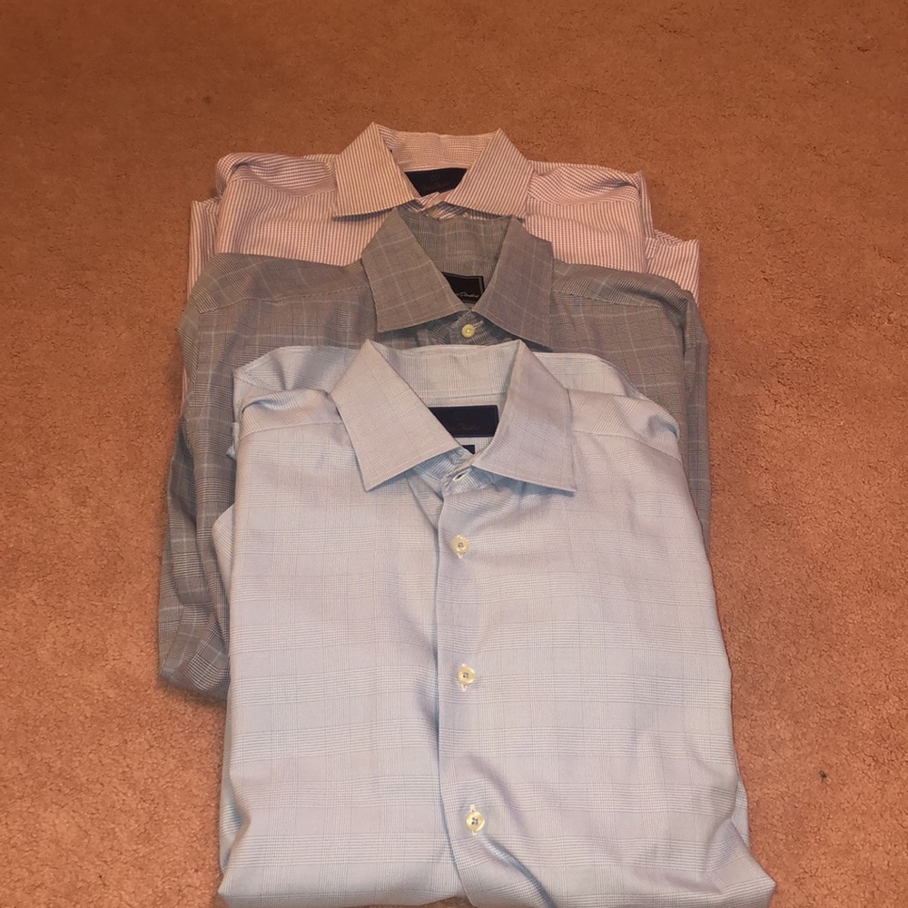 ❤️🔥  Three (3) David Donahue Trim Fit Dress Shirt 16.5 34/35 🔥❤️❤️